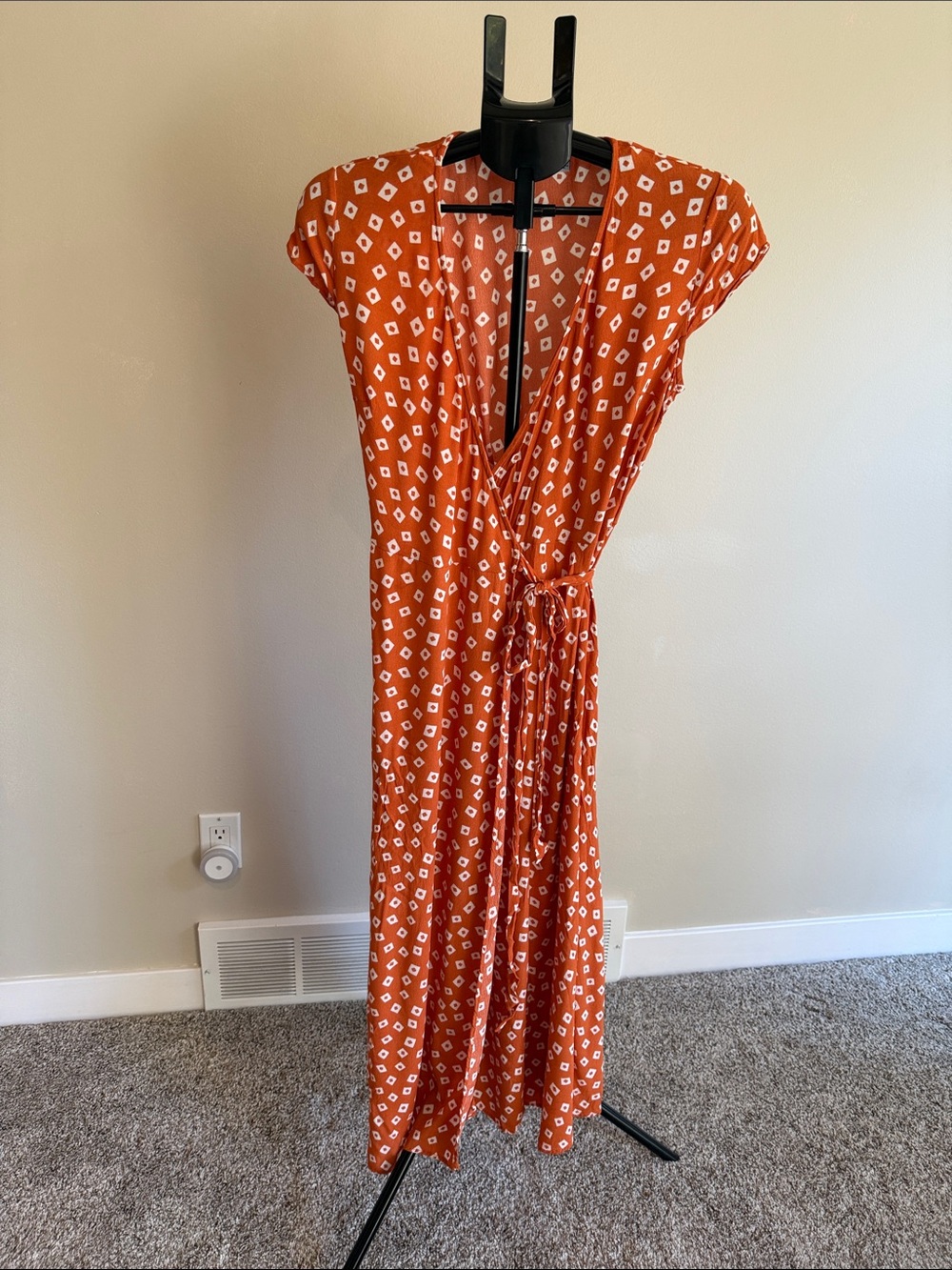 & Other Stories Rust Orange Printed Wrap Maxi Dress